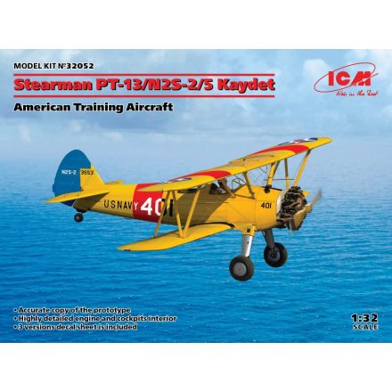 ICM Stearman PT-13/N2S-2/5 Kaydet, American Training Aircraft makett