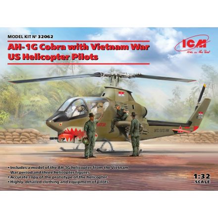 ICM AH-1G Cobra with Vietnam War US Helicopter Pilots makett