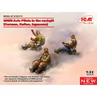  ICM WWII Axis Pilots in the cockpit (German, Italian, Japanese) (100% new molds) 1:32 figura készlet