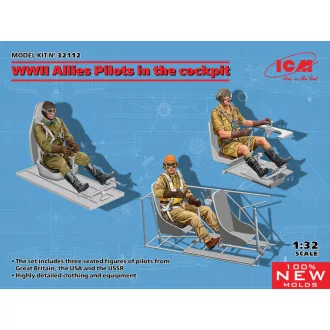   ICM WWII Allies Pilots in the cockpit (British,Amarican,Soviet)(100%new molds) 1:32 figura készlet