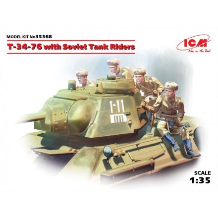 ICM Soviet T-34/76 with 4 x Soviet Tank Rider figures makett