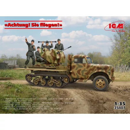ICM Achtung! Sie fliegen! Sd.Kfz.3b with 2 cm Flak 38 and Crew makett