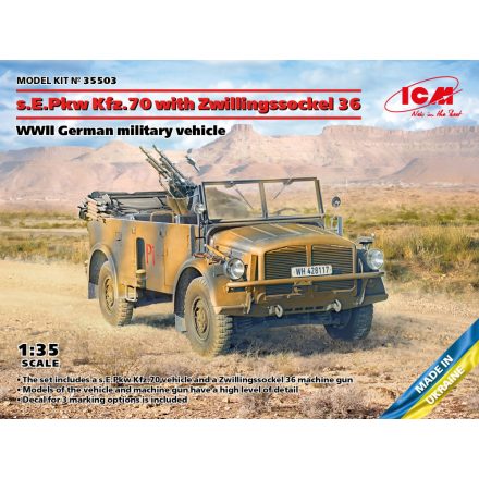 ICM s.E.Pkw Kfz.70 with Zwillingssockel 36, WWII German military vehicle makett