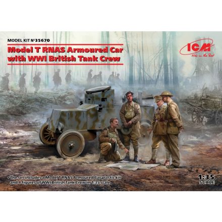 ICM Model T RNAS Armoured Car with WWI British Tank Crew makett