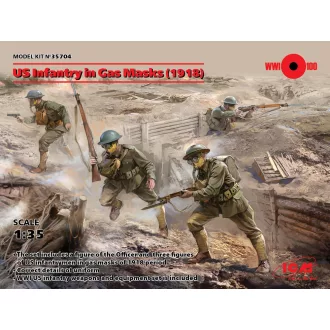   ICM US Infantry in Gas Masks(1918)4 Figures 1:35 figura készlet