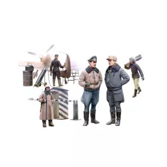   ICM WWII German Luftwaffe Pilots and Ground Personnel in Winter Uniform 1:48 figura készlet