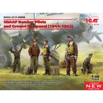   ICM USAAF Bomber Pilots and Ground Personnel (1944-1945) (100% new molds) 1:48 figura készlet