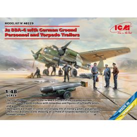   ICM Ju 88A-4 with German Ground Personnel and Torpedo Trailers makett