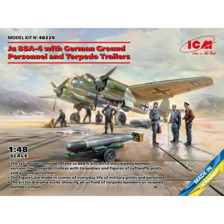 ICM Ju 88A-4 with German Ground Personnel and Torpedo Trailers makett