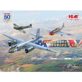   ICM Conquerors of Europe's Sky (B-26 C / P-51 D and Spitfire XVI) makett