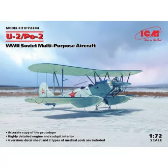  ICM U-2/Po-2, WWII Soviet Multi-Purpose Aircraft 1:72 repülő makett