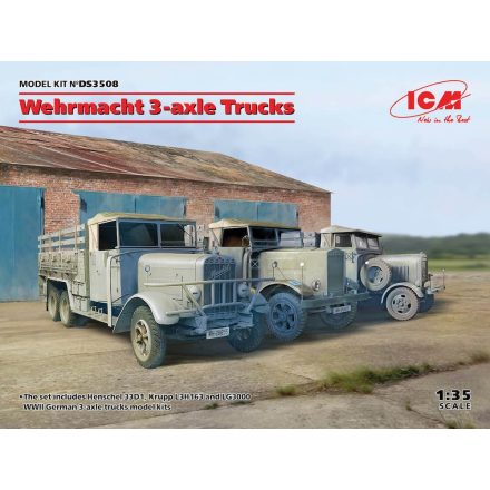 ICM Wehrmacht 3-axle Trucks (Henschel 33D1, Krupp L3H163, LG3000) makett