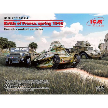 ICM Battle of France, spring 1940 (Panhard 178 AMD-35,FCM 36,Laffly V15T) makett
