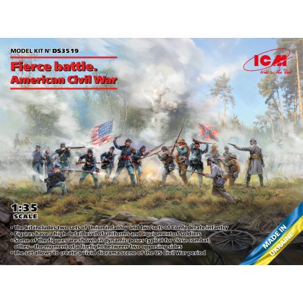 ICM Fierce battle. American Civil War(Union Infan,UnionInfaSet #2,ConfederInfSet #2 makett
