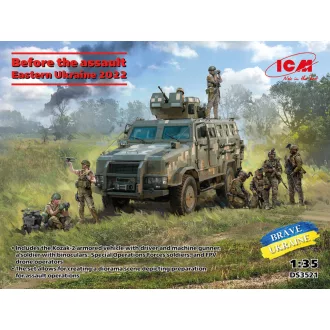   ICM Before The Assault, Eastern Ukraine 2022 - Brave Ukraine (Kozak-2, Special Forces, Female Drone Operators, Driver, Shooter) makett