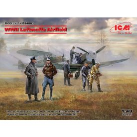   ICM WWII Luftwaffe Airfield Messerschmitt Bf 109F-4, Hs 126 B-1 + 7 figures makett