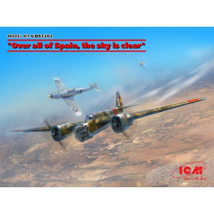 ICM Over allof Spain,the sky is clear(SB 2M-100 Katiushka+two Me 109 E3 Pilot Ace makett