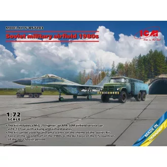   ICM Soviet military airfield 1980s(Mikoyan-29 9-13,APA-50M(ZiL-131),ATZ-5 SovPAG-14 1:72 repülő makett