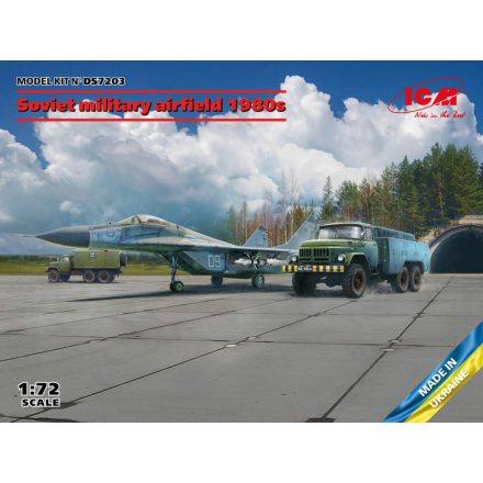 ICM Soviet military airfield 1980s (MiG-29 9-13, APA-50M (ZiL-131), ZiL-131 Command Vehicle and Soviet PAG-14 Airfield Plates) makett