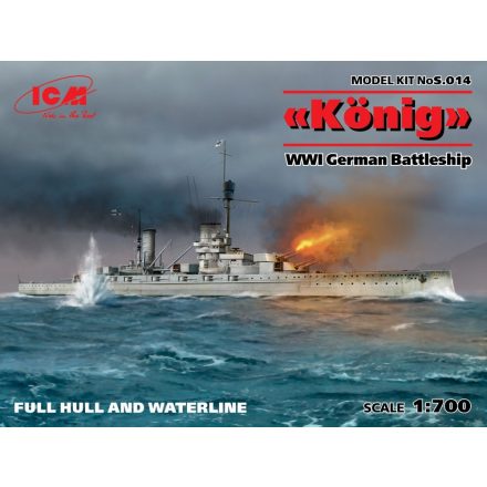 ICM König WWI German Battleship Full hull and waterline makett