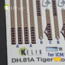 Kelik DH.81A Tiger Moth - Interior 3D Decal with 3D printed parts for ICM kit 3D matrica