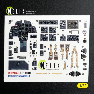   Kelik Bf-110D - interior 3D decals for Dragon/Hobby 2000 kit 3D matrica