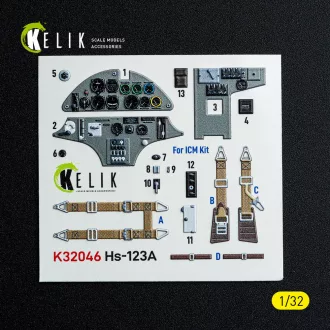 Kelik Hs-123A-1 - interior 3D decals for ICM kit 3D matrica