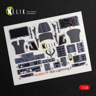   Kelik F-35A Lightning II interior 3D decals for Kitty Hawk / Zimimodel kit 3D matrica