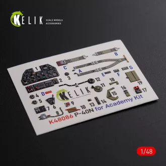 Kelik P-40N interior 3D decals for Academy kit 3D matrica