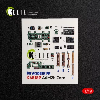 Kelik A6M2b Zero - interior 3D decals for Academy 3D matrica