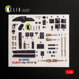 Kelik He-111 H-16 - interior 3D decals for ICM 3D matrica