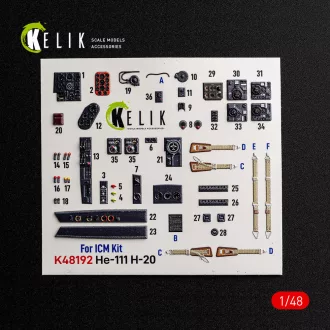 Kelik He-111 H-20 - interior 3D decals for ICM 3D matrica