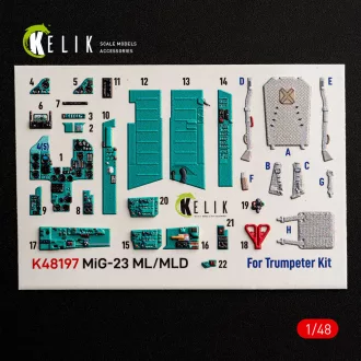   Kelik MiG-23 ML/MLD - interior 3D decals for Trumpeter 3D matrica
