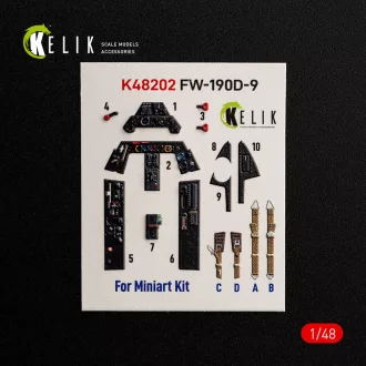 Kelik FW-190D-9 - interior 3D decals for MiniArt 3D matrica