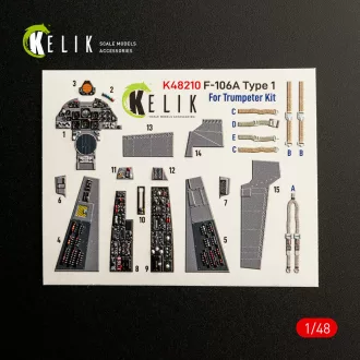   Kelik F-106A Delta Dart Type 1 - interior 3D decals for Trumpeter 3D matrica