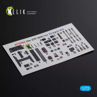   Kelik HE-219 UHU interior 3D decals for Dragon kit 3D matrica