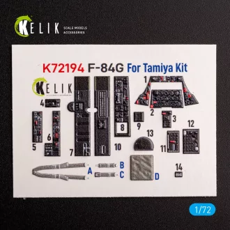   Kelik F-84G Thunderjet - interior 3D decals for Tamiya kit 3D matrica