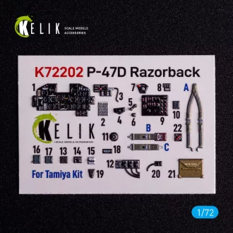   Kelik P-47D Razorback - interior 3D decals for Tamiya kit 3D matrica