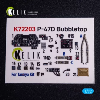   Kelik P-47D Bubbletop - interior 3D decals for Tamiya kit 3D matrica