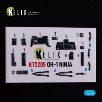   Kelik OH-1 NINJA - interior 3D decals for Aoshima kit 3D matrica