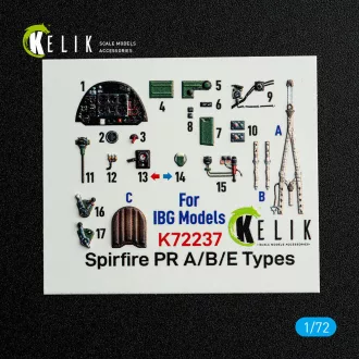   Kelik Spitfire PR A/B/E Types - interior 3D decals for IBG Models kit 3D matrica