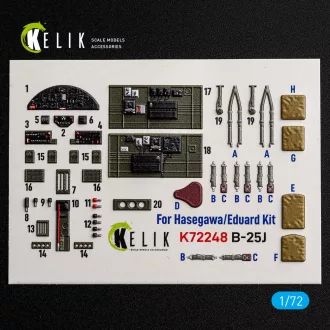 Kelik B-25J - interior 3D decals for Eduard 3D matrica