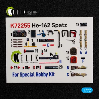   Kelik He-162 Spatz - interior 3D decals for Special Hobby 3D matrica