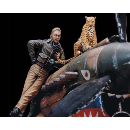 Legend Flying Tigers’pilot with a leopard (WWⅡ) makett