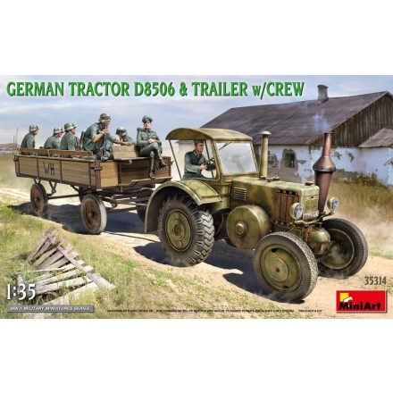 MiniArt German Tractor D8506 With Trailer & Crew makett
