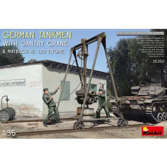   MiniArt - German Tankmen with Gantry Crane & Maybach HL 120 Engine 1:35 harci jármű makett