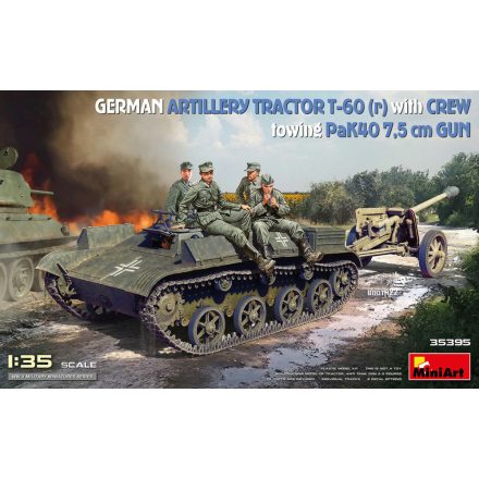 MiniArt German Artillery Tractor with Crew towing PaK40 7,5 cm Gun makett