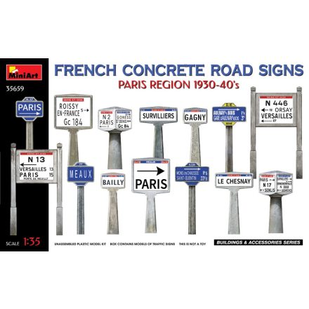 MiniArt French Concrete Road Signs 1930-40'S. Paris Region makett
