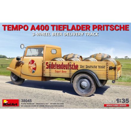 Miniart Tempo A400 Tieflader Pritsche - 3-Wheel Beer Delivery Track makett