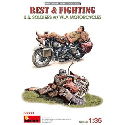 MiniArt Rest & Fighting U.S. Soldiers with WLA Motorcycles makett